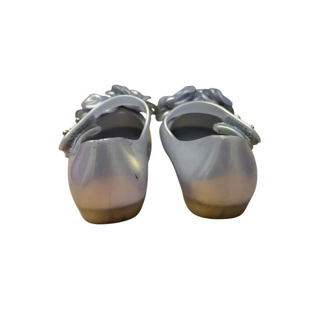 Mini Melissa Girls Toddler Sz 6 Ultragirl Flower Mary Jane Toe Shoes Flats Opal